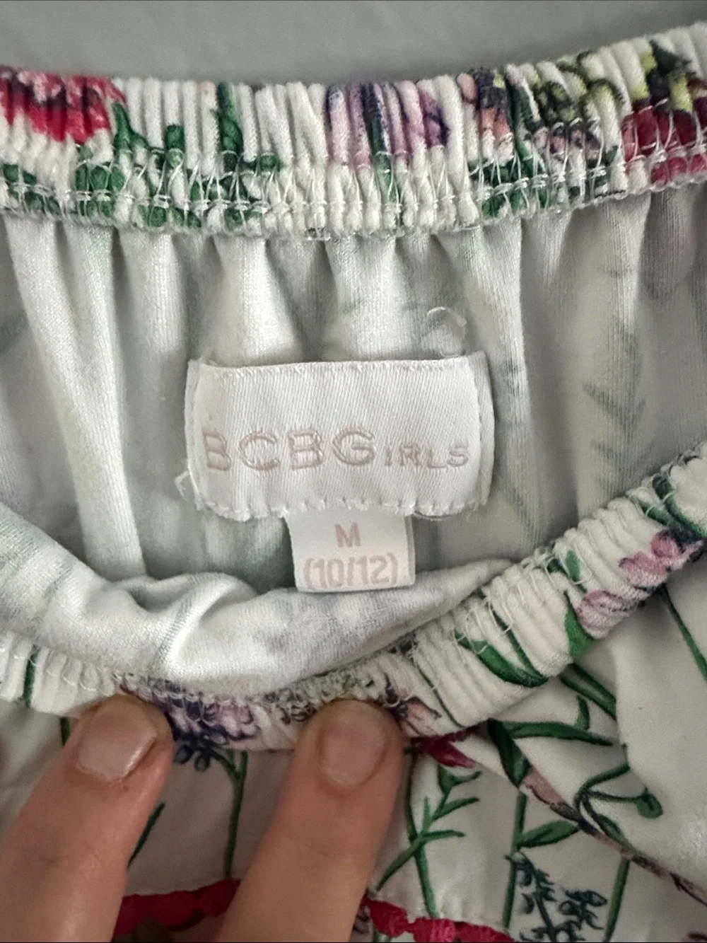 BCBGirls White Floral Off-Shoulder Dress with Pink Trim